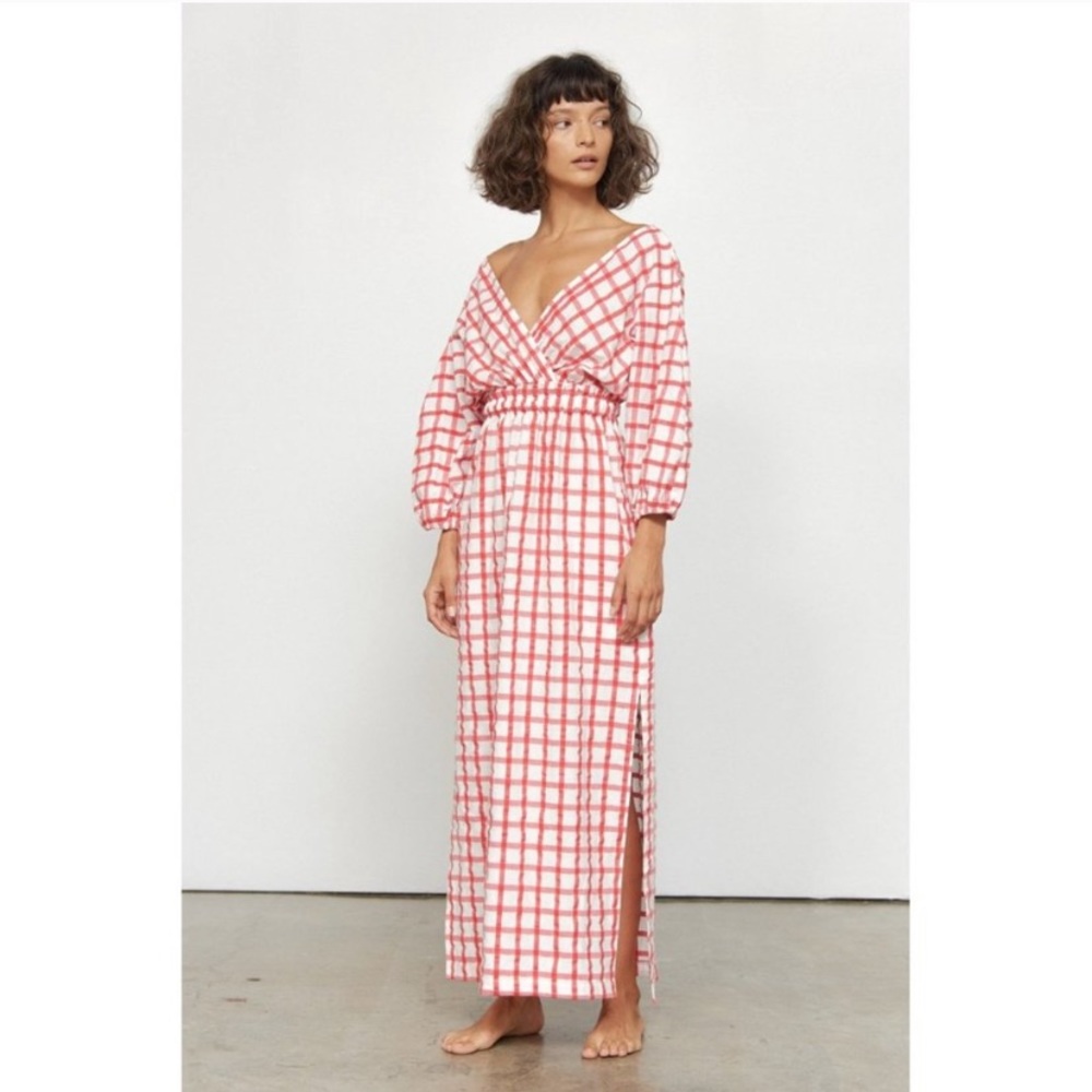 Mara Hoffman Nami Dress in White Red XS